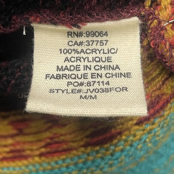 Billabong Designers Closet Open Cardigan Knit Navajo Sweater Boho Turquoise M - Picture 3 of 7